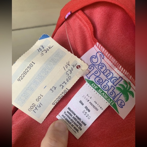 VTG 1970s NWT Deadstock Sand Pebble Hawaii Floral Maxi Wrap Sarong Dress Red - Picture 4 of 8